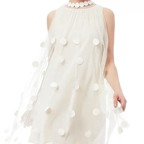 Gracia | Dresses | Gracia Ivory Polka Dot Chiffon Sheer Shift Dress |  Poshmark